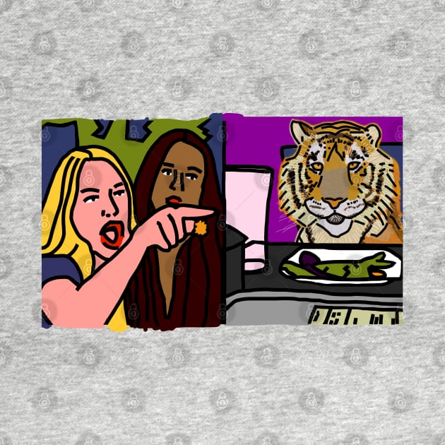 Woman Yelling at Cat Meme with a Tiger by ellenhenryart